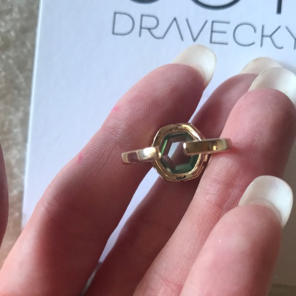 Joy Dravecky | Chloe Ombré Green Glass Stone In Cubic Zirconia Pave Ring - Picture 8 of 10